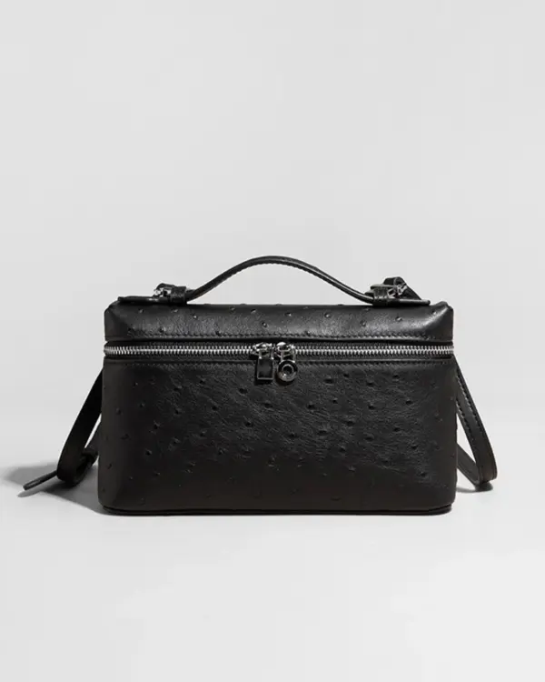 LOZI SLING BAG 19 BLACK (OSTRICH LEATHER)