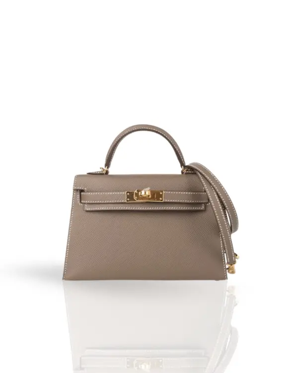 MINI CALLIE 19 TAUPE IN EPSOM LEATHER
