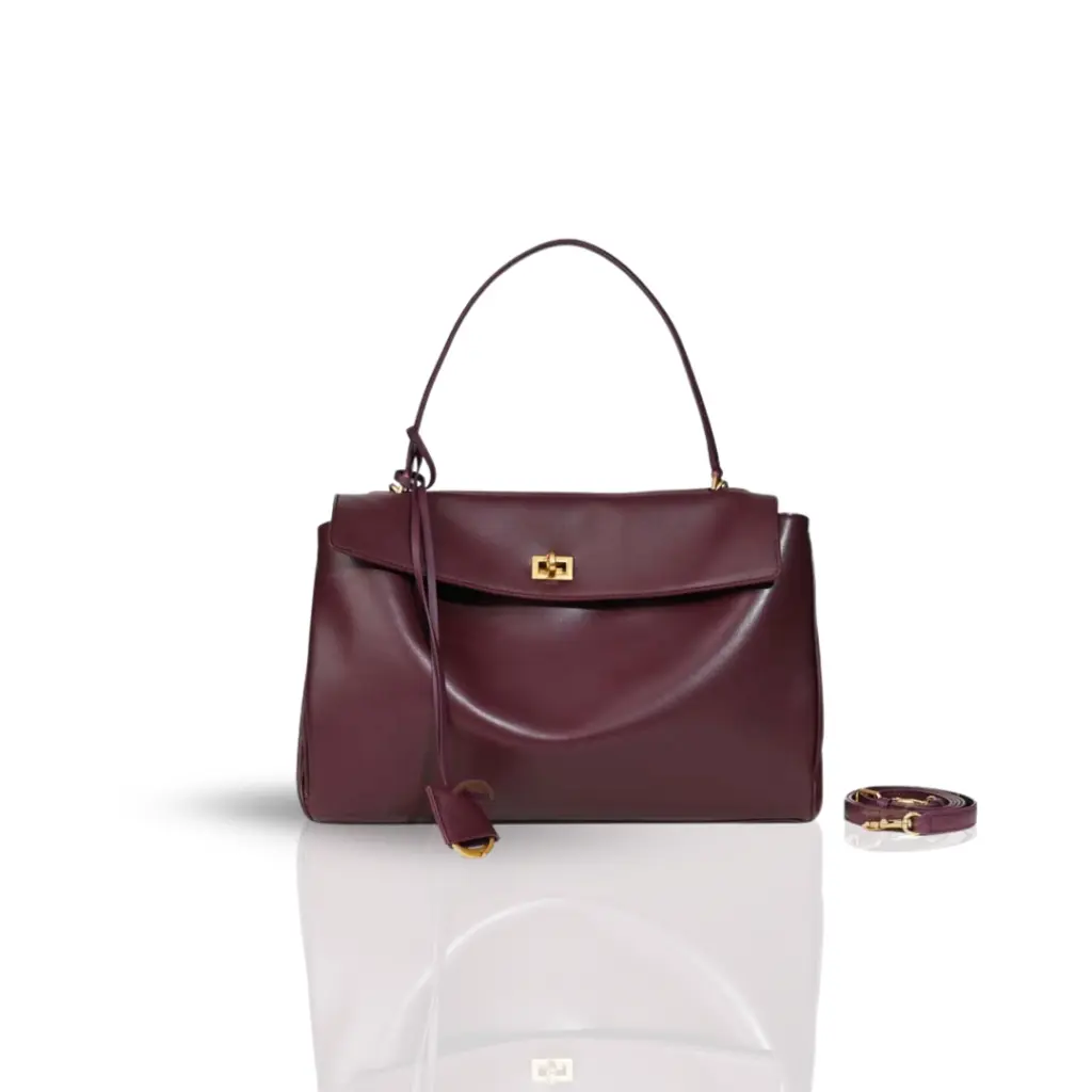 OSLO CHERRYWOOD GOLD HARDWARE BAG WITH GENUINE LEATHER