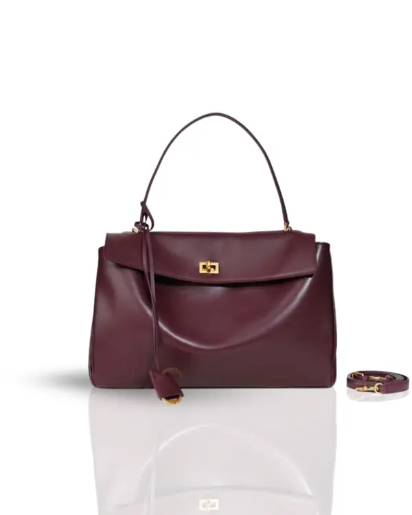 OSLO CHERRYWOOD GOLD HARDWARE BAG WITH GENUINE LEATHER